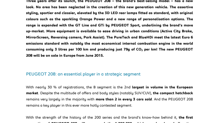 Sverigepremiär för nya Peugeot 208 - en stor spelare i småbilsklassen