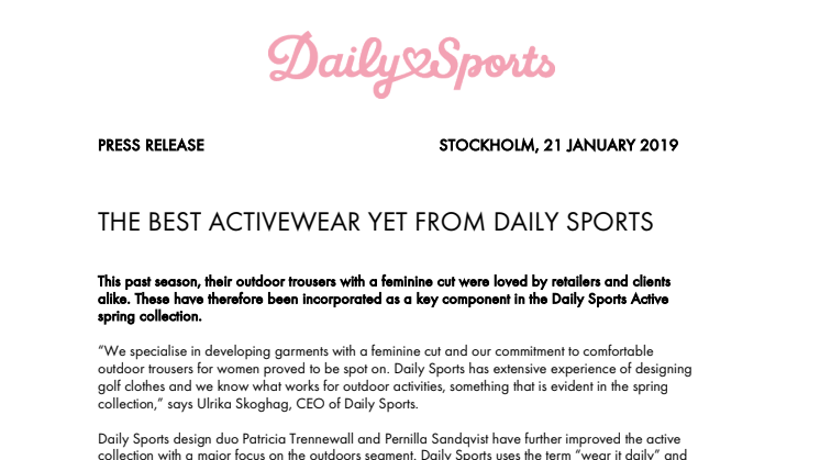 THE BEST ACTIVEWEAR YET FROM DAILY SPORTS