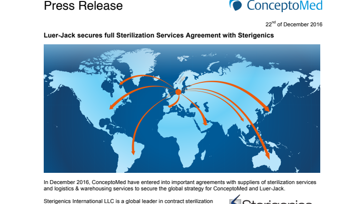 Luer-Jack secures Sterigenics Sterilization Services Agreement