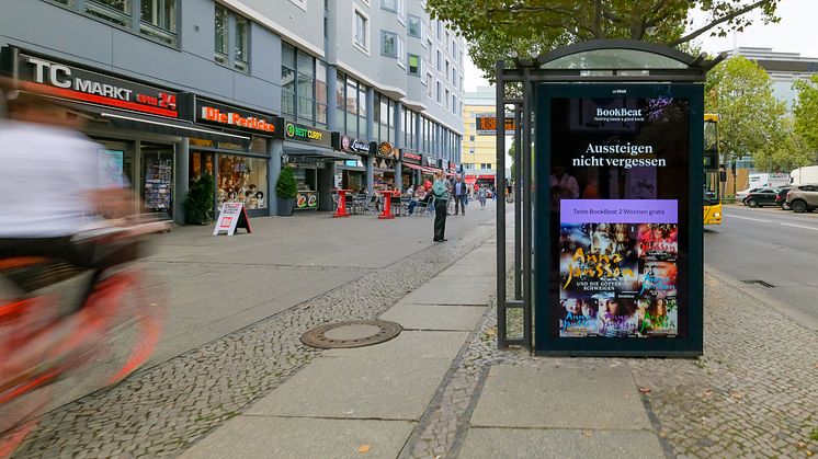 Exempel på en av BookBeats reklamkampanjer på den tyska marknaden under det tredje kvartalet