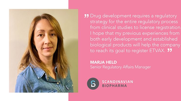 Marja Held, Senior Regulatory Affairs Manager at Scandinavian Biopharma.