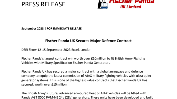Fischer Panda UK AJAX Defence contract Win.pdf