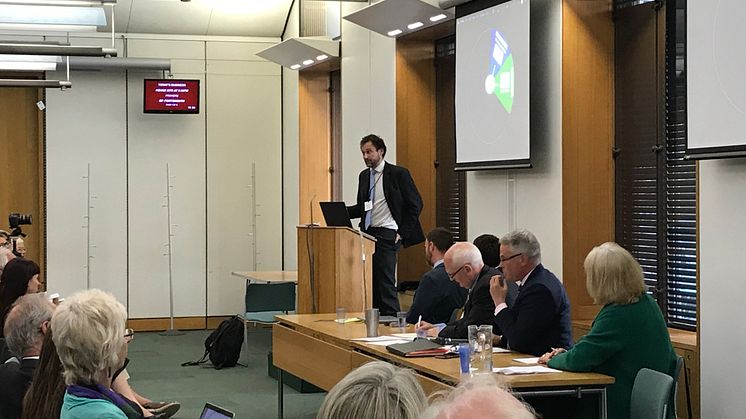 Dr Antoine Lutz, a research director of Inserm, who is the meditation lead for the Silver Sante Study, addressing the Mindfulness APPG meeting.