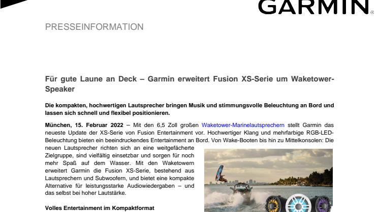 PM Garmin Fusion XS-Serie Waketower-Marinelautsprecher