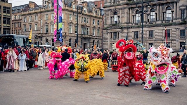 Lion and Dragon dancers perform during Chinese New Year celebrations