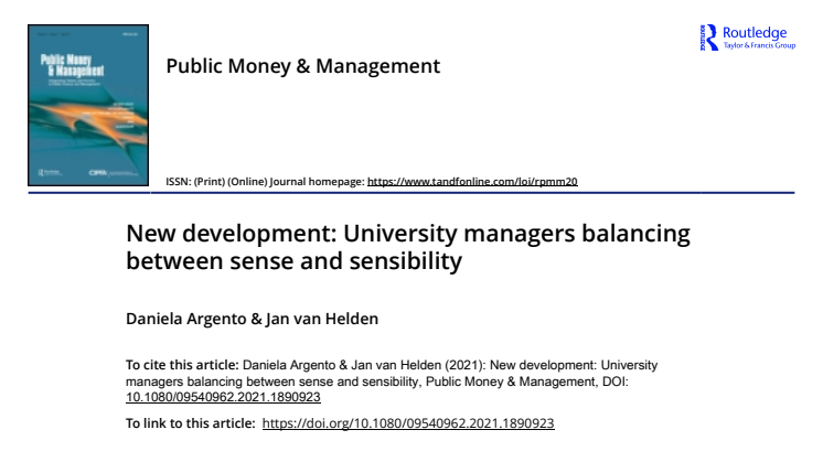 New development - University managers balancing between sense and sensibility