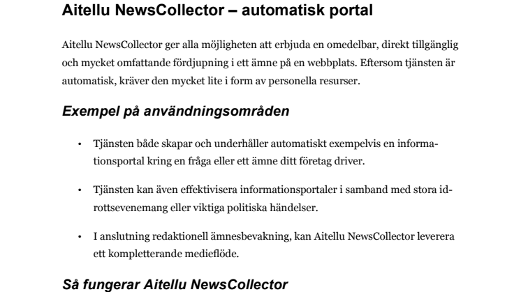 Aitellu NewsCollector produktbeskrivning pdf