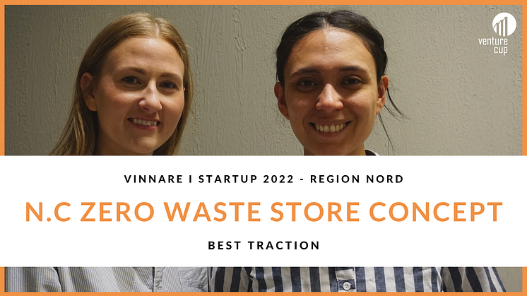 Teamet bakom N.C Zero Waste Concept Store som prisades för sin affärsidé i Venture Cup nords regionfinal 2022.