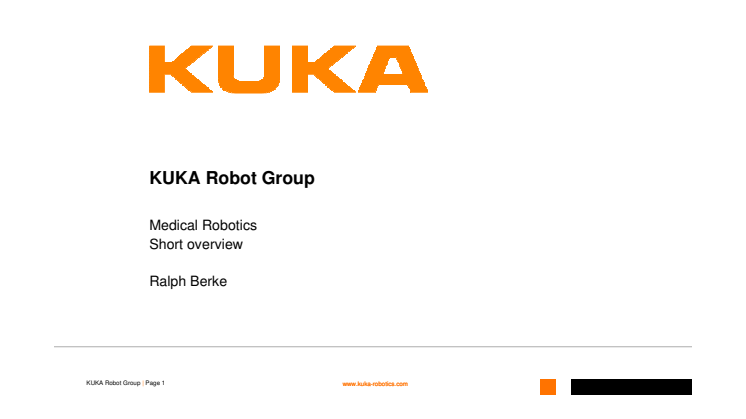 KUKA Overview Medical Robotics