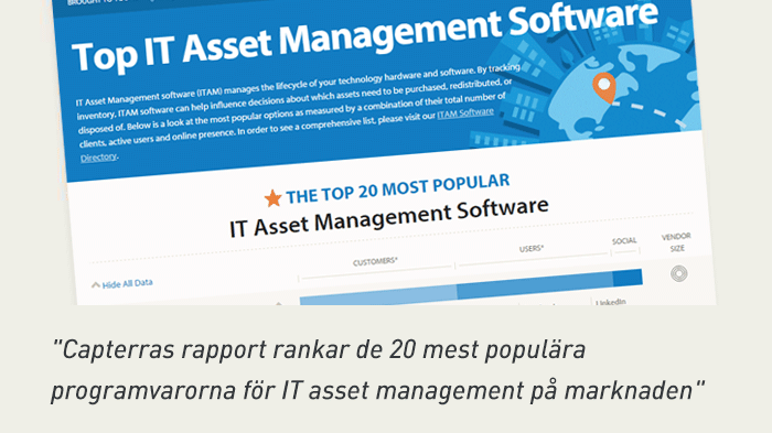 ManageEngine får topplacering i Capterras lista över programvaror för IT asset management
