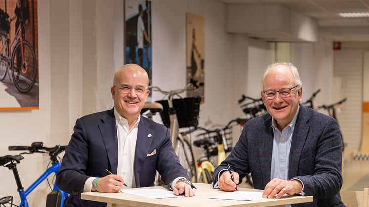 Tony Grimaldi, vd, Cycleurope och Henk Swarttouw, ordförande European Cyclists’ Federation i Varberg, Sverige