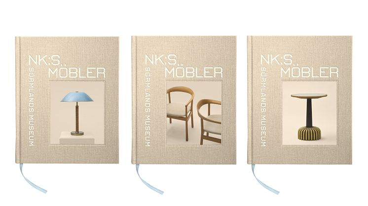 Boken NK:s möbler finns med tre olika omslag, men med samma inlaga.
