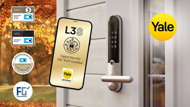 Yale Doorman L3S är klassificerat enligt SSF Stöldskyddsföreningens norm för digital säkerhet – SSF 3523.