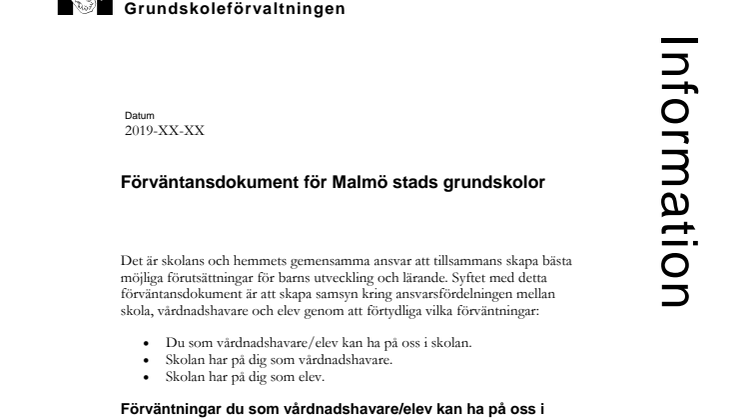 Förväntansavtal för Malmös skolor
