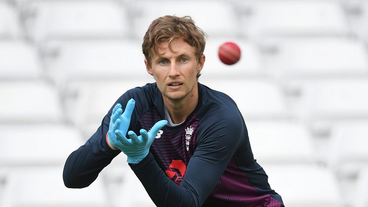 England Test captain Joe Root practising wearing disposable gloves during a training session at Trent Bridge as part of England's return to training protocols. (Getty Images)