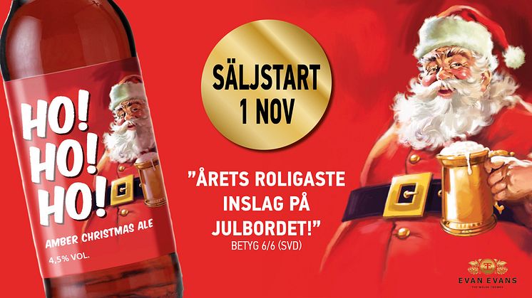 Den 1 november är det säljstart för det glutenfria ölet Ho! Ho! Ho! Amber Christmas Ale från Wales.