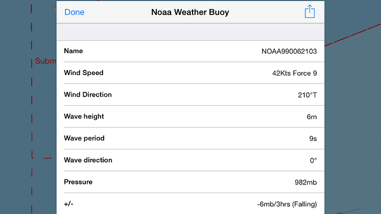 NavLink UK app showing weather buoy data for Channel Light Vessel