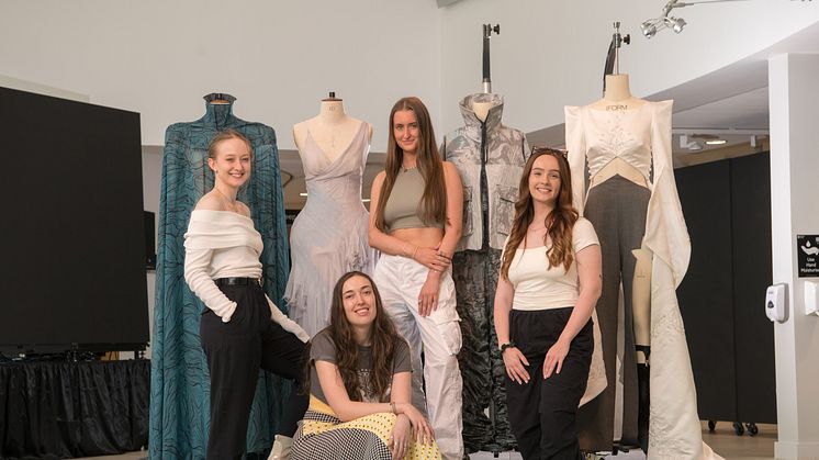 L-R Meg Fletcher, Aimee Mann, Kira Banks and Amy Clunes all enjoyed success at Graduate Fashion Week 2023