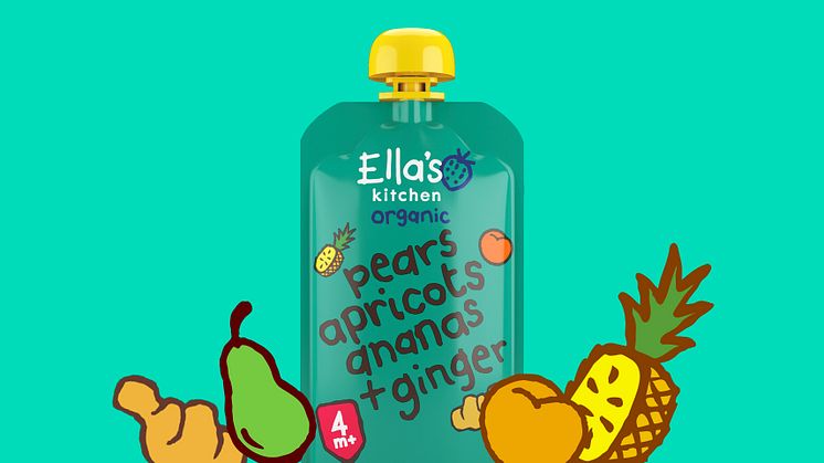 Ella’s Kitchen tuo uuden inkiväärillä maustetun luomu hedelmäsoseen lapsille – vuoden 2021 tavoitteena vähentää sokeria kaikista Ella’s Kitchen tuotteista
