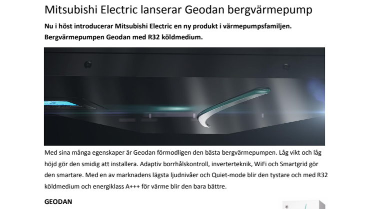 Mitsubishi Electric lanserar Geodan bergvärmepump