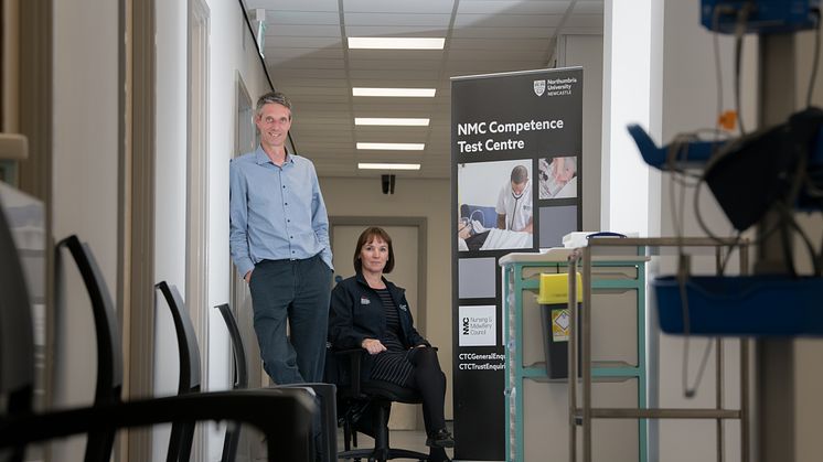 Norman Franklin and Dr Jane Greaves in the newly-expanded test centre at Northumbria University.