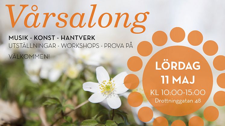 Vårsalong på Medborgarskolan i Karlstad, lördag 11 maj, kl 10:00-15:00
