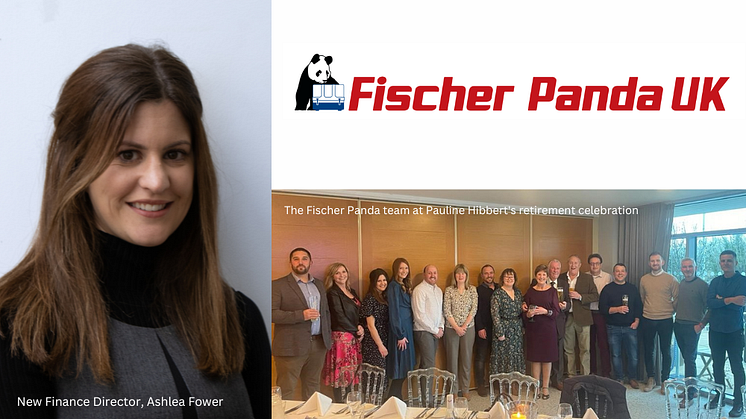 Fischer Panda UK celebrates retirement of long standing Finance Director and welcomes Ashlea Fower to board of Directors