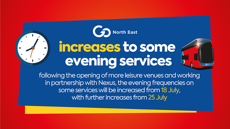 Increases to some evening services from 18 and 25 July