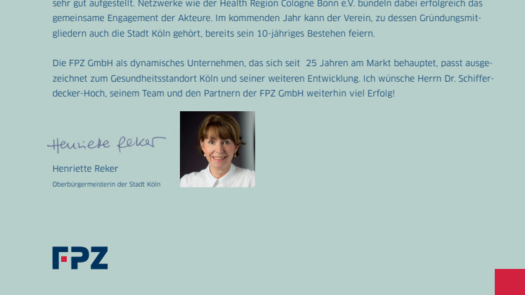 Grußwort der Kölner Oberbürgermeisterin Henriette Reker