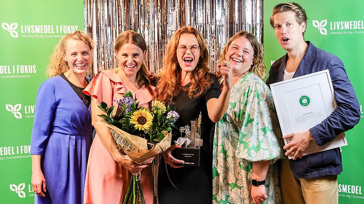 Axfoundation wins the 2023 Swedish Food Award “Livsmedelspriset” presented by the network Livsmedel i fokus. Photo: Livsmedel i Fokus