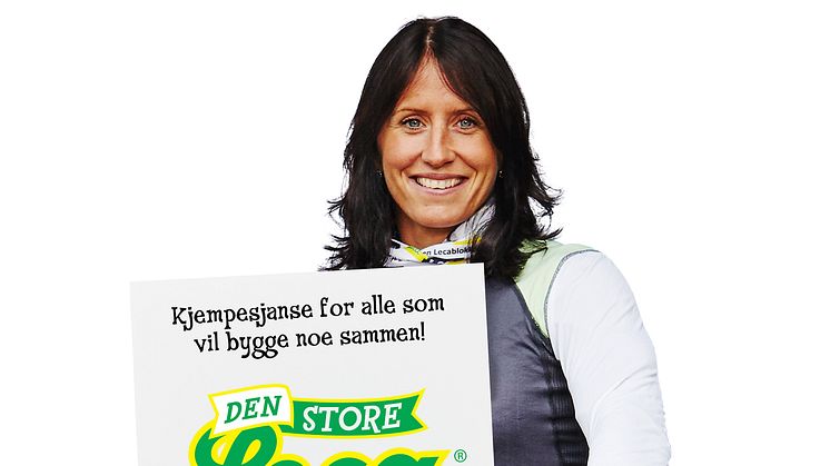 Slik vil du trefffe Marit Bjørgen i mange byggevareforretninger - som frontfigur for Lecas dugnadskampanje
