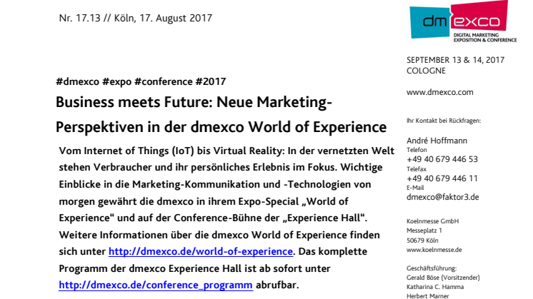 Business meets Future: Neue Marketing-Perspektiven in der dmexco World of Experience