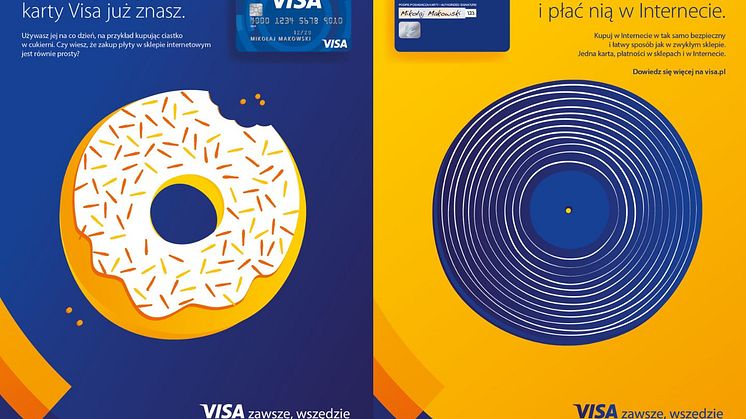 Dwie strony karty Visa: kampania promująca płatności w internecie