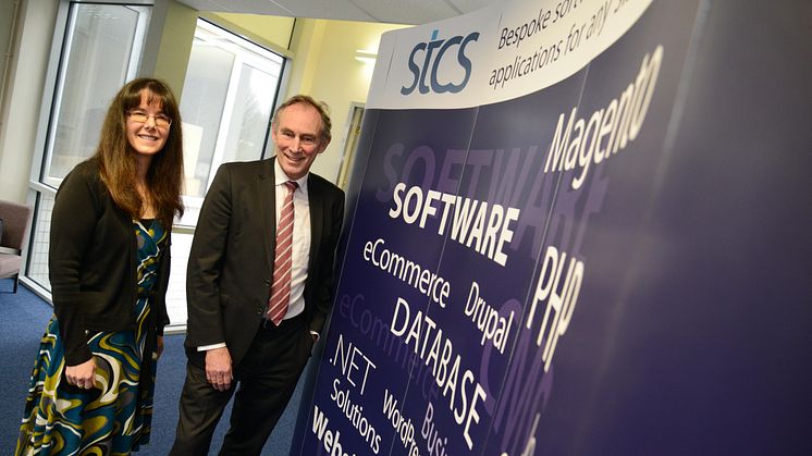 Northumbria University degree apprentice Jennifer Gane pictured with John Wiseman, director of STCS Ltd, which employs three degree apprentices 