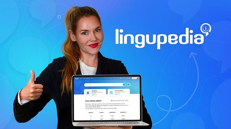 Leder for innholdsavdelingen, Pia Lorentzen Skjennum viser frem lingupedia. 