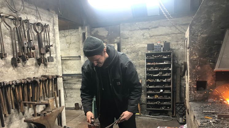 Artist blacksmith Thomas Gontar at Glynde Forge