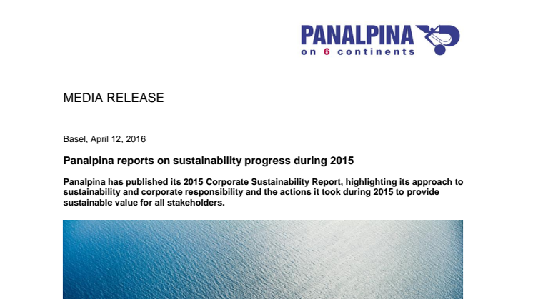Panalpina reports on sustainability progress during 2015