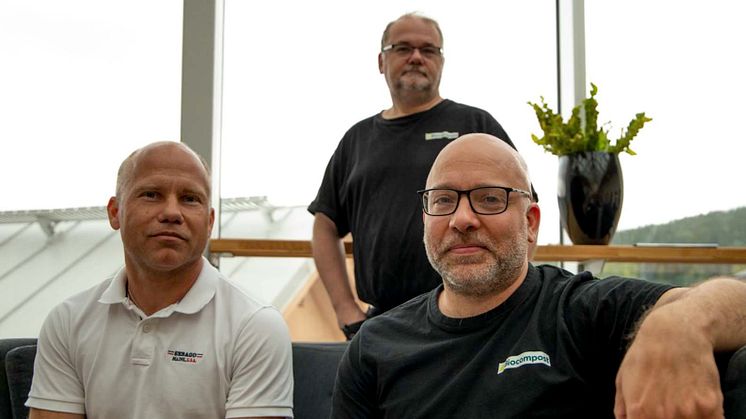 Thomas Storsjö, vd, Eric Tjernberg, grundare och Juan Pablo Arrigoni, forskare och PhD i kompostering på Biocompost.