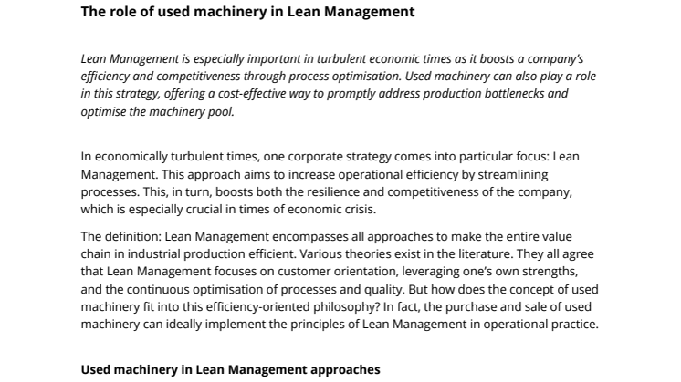 PR_190923_used machinery in Lean Management.pdf