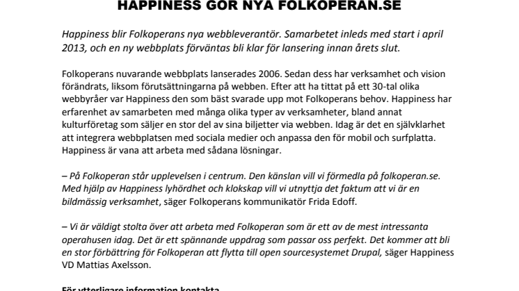 Happiness gör nya folkoperan.se