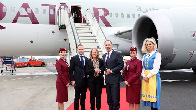 Qatar Airways inagural flight arrived at Göteborg Landvetter Airport today
