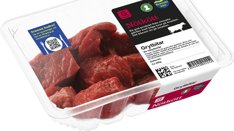 Axfood först ut att använda Svenskt Kötts QR-koder på sina nya förpackningar under varumärket Garant