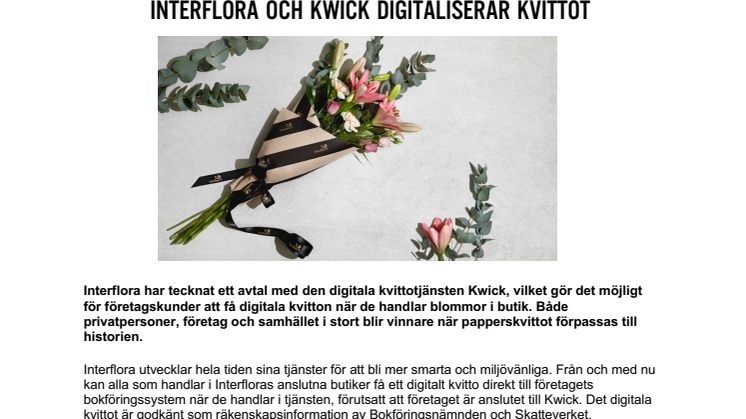 Interflora och Kwick digitaliserar kvittot