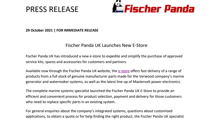 29 October 2021 - Fischer Panda UK Launches New E-Store.pdf