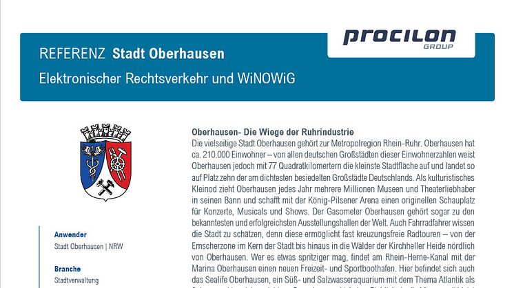 procilon Referenz Stadt Oberhausen Elektronischer Rechtsverkehr und WiNOWiG