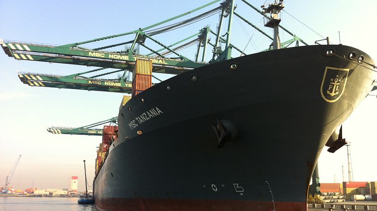 Container ship in the Port of Antwerp, Belgium