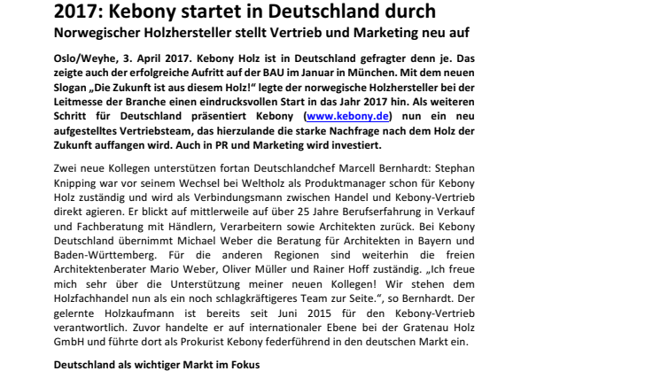 Vertrieb wird neu aufgestellt: Kebony Holz startet in Deutschland durch  