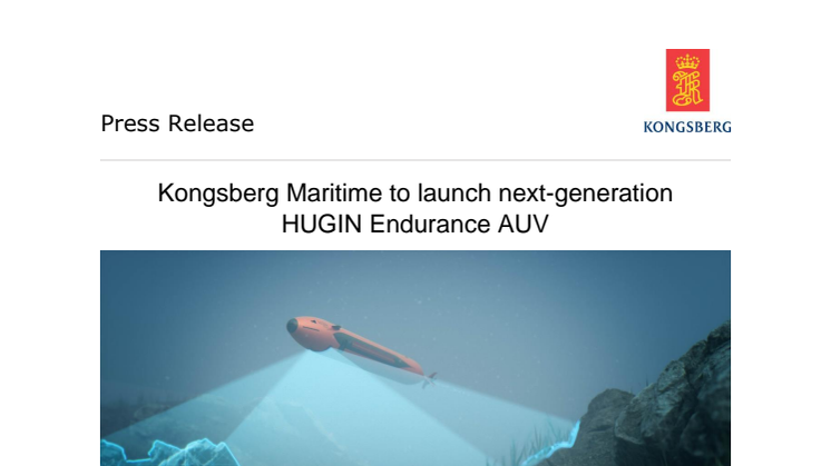 Kongsberg Maritime to launch next generation HUGIN Endurance AUV
