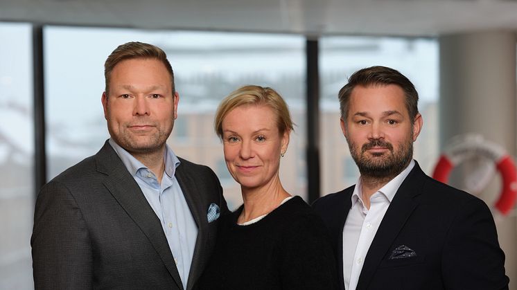 Nicklas Larsen, Annika Persson och Niklas Idén utgör Trygg-Hansas nya ledning från den 1 januari