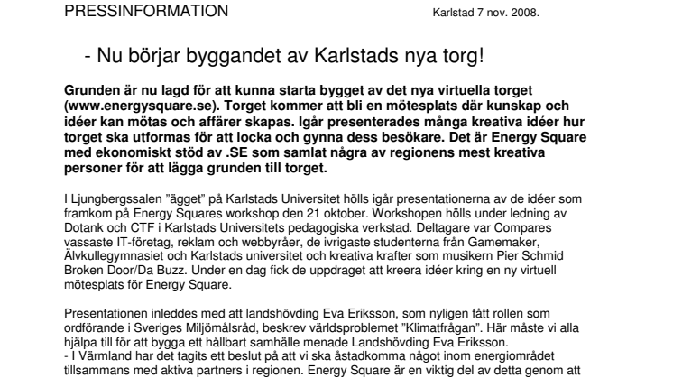 - Nu börjar byggandet av Karlstads nya torg!